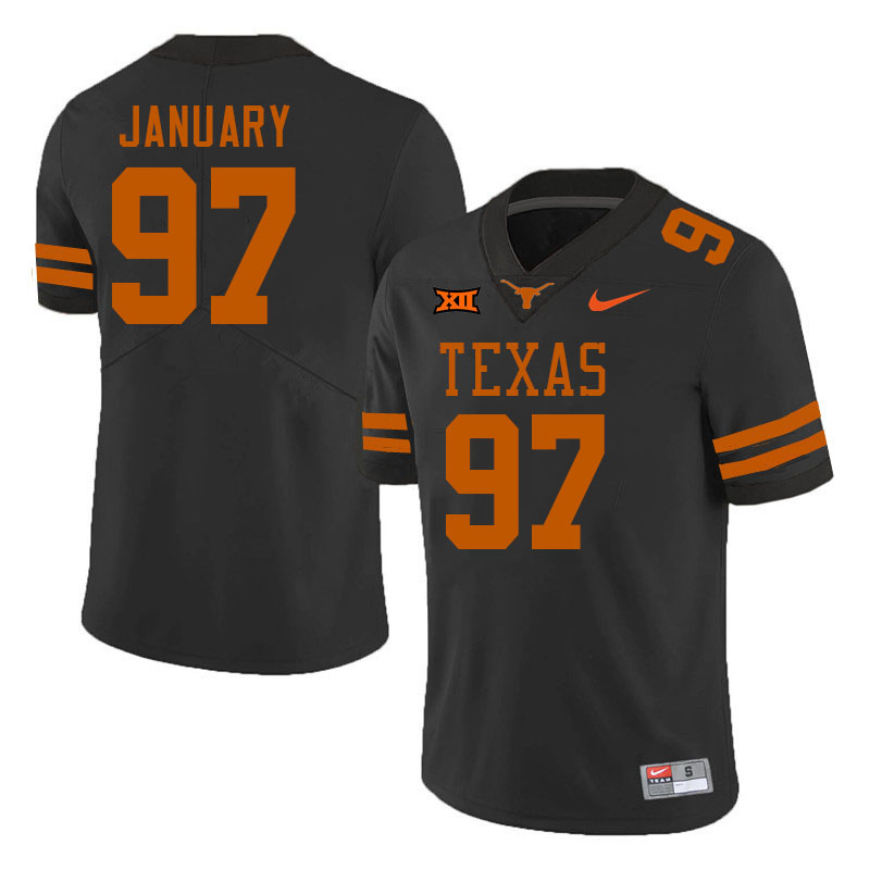 Men #97 Alex January Texas Longhorns College Football Jerseys Stitched-Black